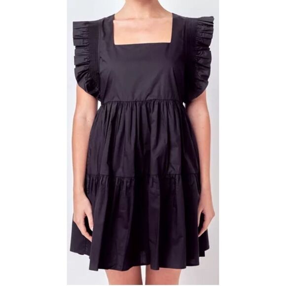 English Factory Ruffled Dress with Smocking Detail - Picture 1 of 12